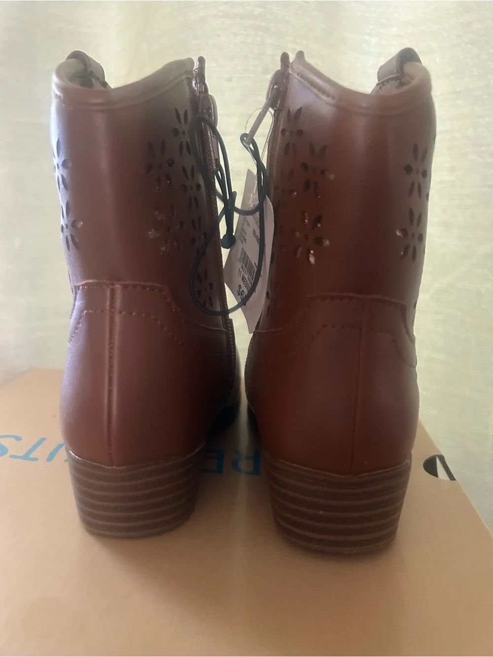 Girls' Brown Braided Western Ankle Boots - Kids Shoes